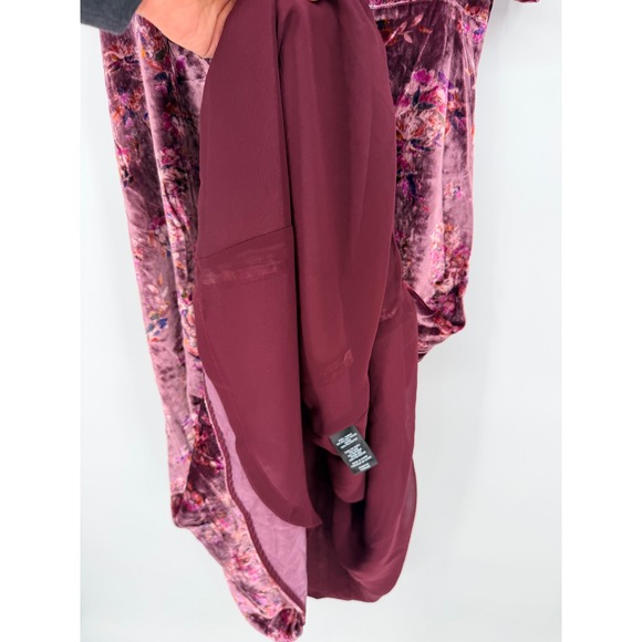 Rebecca Taylor Silk Blend Floral Velvet Midi Dress Purple Puff Sleeve Size 6 - Picture 4 of 11
